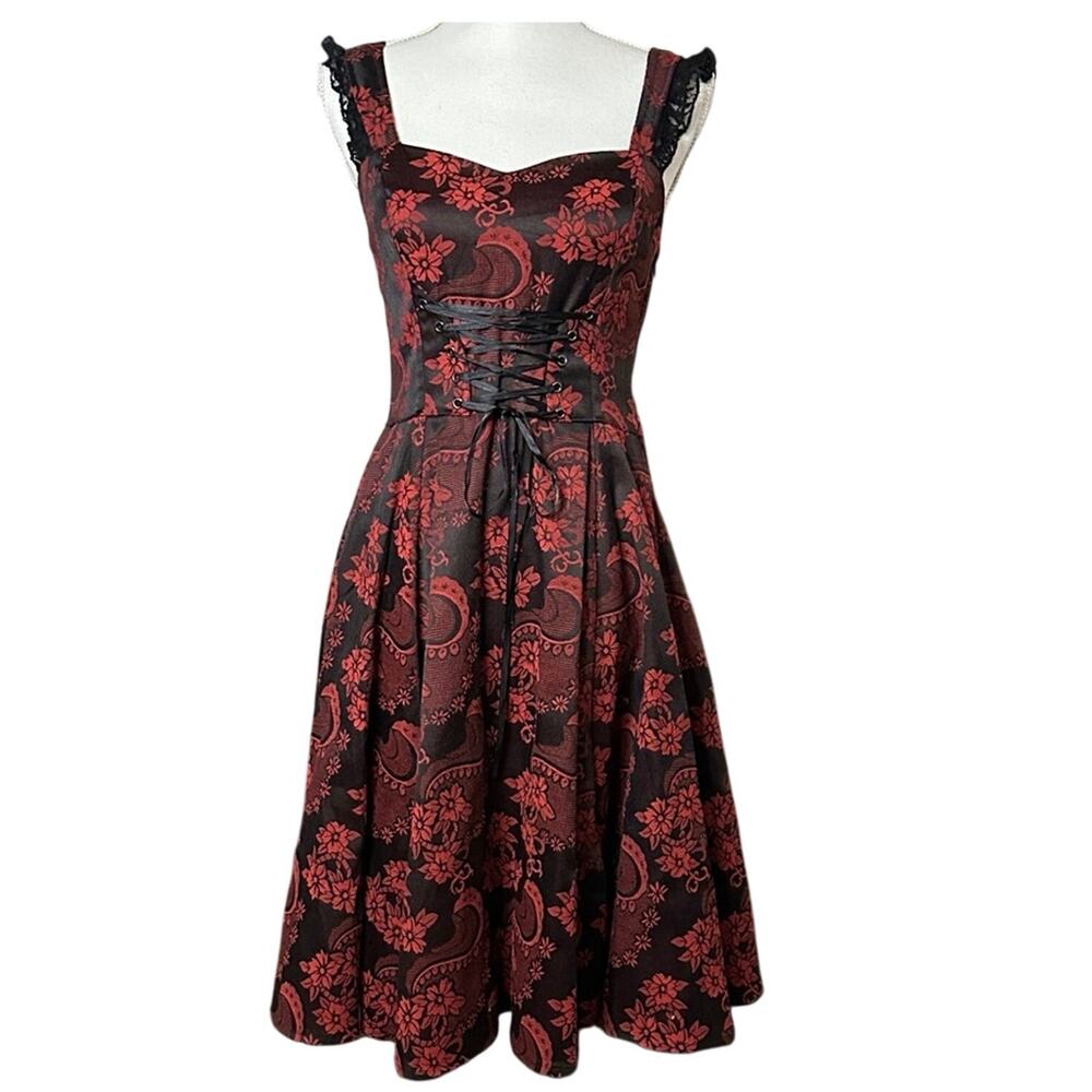 50’s Inspired Red Dress Circle Skirt With Krinolin Size 6